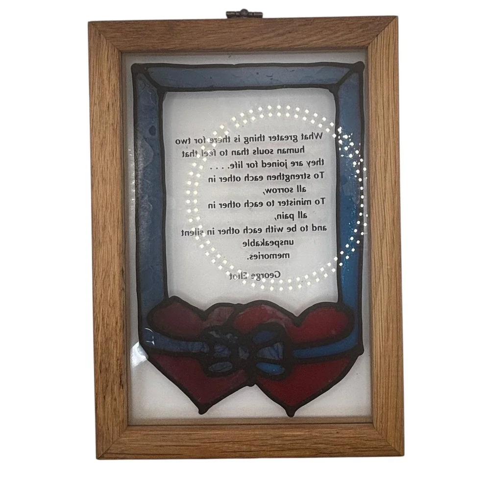 George Eliot Framed Wall Art Decor‎ Quote Stained Glass Hearts Poem